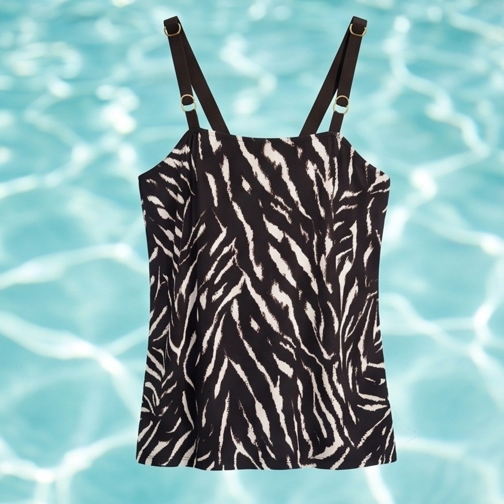 Magicsuit 12 Zebra Print Tankini Top Brown White‎ Underwire Swimsuit Size L